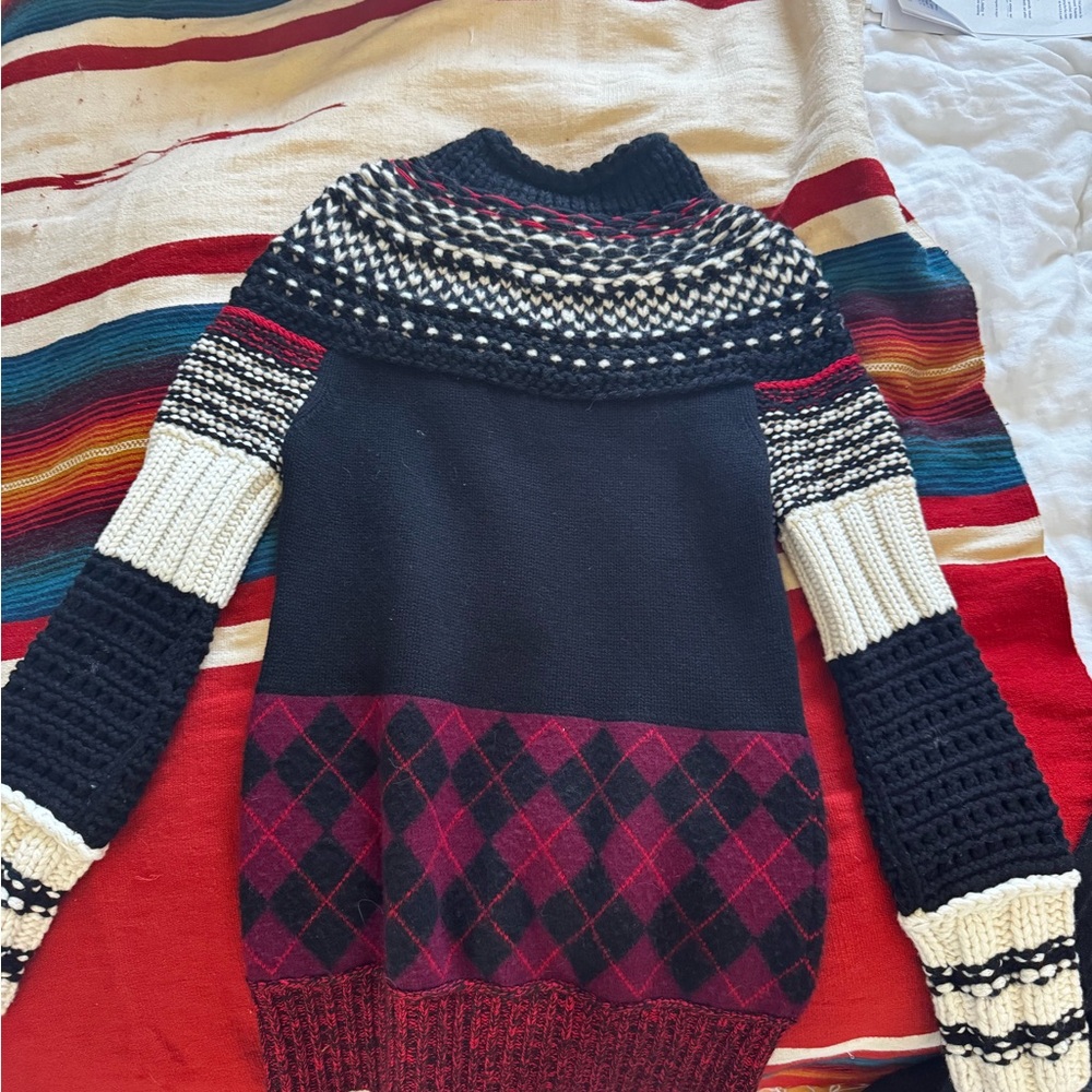 Burberry Black and Red Cowl Turtleneck Sweater